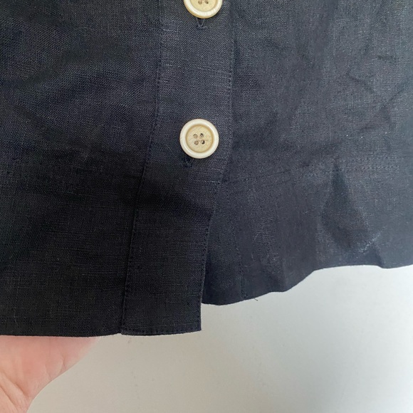 J.Crew Square Neck Button Front Linen Top Boho Preppy Summer Black Size 2X - Picture 5 of 7